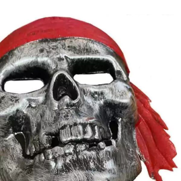 Máscara de Caveira Pirata Bandana Prata (2)