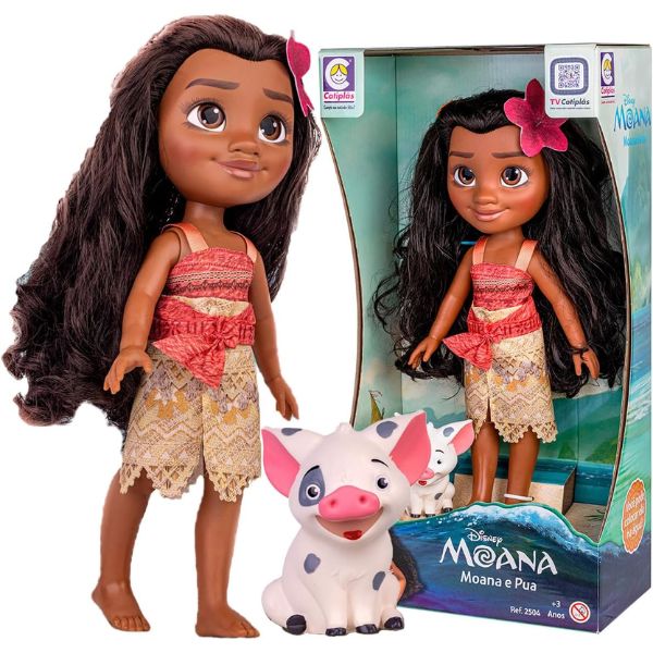 Brinquedo Boneca Princesa Moana 45cm e Porquinho Pua 8cm (1)