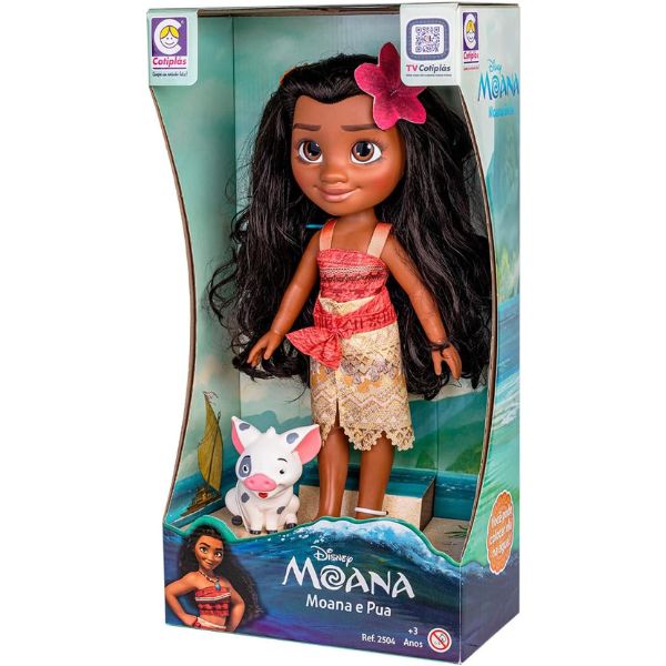 Brinquedo Boneca Princesa Moana 45cm e Porquinho Pua 8cm (2)