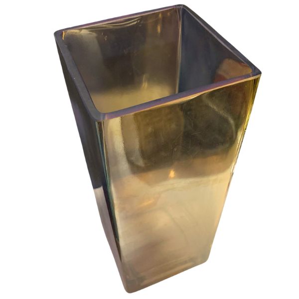 Vaso Retangular de Vidro Dourado 10x25cm Fort Tudo (2)