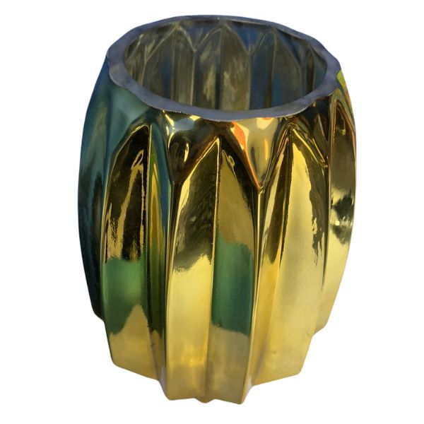 Vaso de Vidro Dourado 14x20cm Fort Tudo (2)